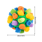 Purple Ball And Colorful Strips Of Fabric Interactive Pet Snuffle Ball - Treat-Dispensing Toy for Dogs and Cats, 20 cm TPR and Felt Fabric for Mental Stimulation