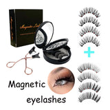 Style 5 Black Magnetic False Eyelashes Kit - 3 Pairs with Applicator Clip and Mirror Case