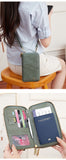 Green RFID Blocking Passport Wallet - Multi-Function Travel Organizer with Double Zipper and Crossbody Strap