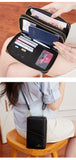 Black RFID Blocking Passport Wallet - Multi-Function Travel Organizer with Double Zipper and Crossbody Strap
