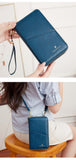 Peacock Blue RFID Blocking Passport Wallet - Multi-Function Travel Organizer with Double Zipper and Crossbody Strap