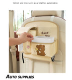 Black Car Backseat Organizer with Multi-Pocket Storage and PP Trash Bin - 400g Lightweight PU Leather