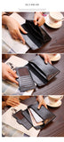 Claret Red Women's Genuine Leather Long Wallet - Slim Business Clutch with Snap Closure, Multi-Card Holder