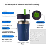 2 Pcs Pink 12oz Insulated Tumbler with Straw - 304 Stainless Steel, BPA-Free, Leak-Proof Coffee Mug for Hot and Cold Drinks