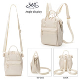 Beige Mini Waterproof Oxford Backpack - Lightweight 263g Travel Crossbody Bag with Adjustable Straps
