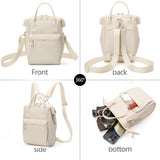 Beige Mini Waterproof Oxford Backpack - Lightweight 263g Travel Crossbody Bag with Adjustable Straps