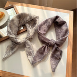 Style 12 Black Versatile Patterned Square Scarf | 65x65cm Lightweight Polyester Neckerchief Headband | Vintage Polka Dot & Floral