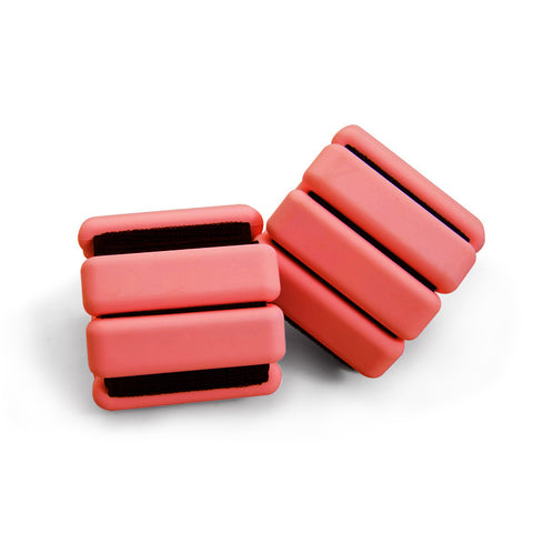 Red Adjustable Silicone Wrist & Ankle Weights - 2lb Pair (900g) | Comfortable Fitness Resistance Bands for Workout, Running, Training