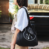 Black Foldable Waterproof Shopping Tote Bag Set - Large Capacity Lightweight Reusable Grocery Bag with Matching Pouch