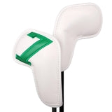White Words On Black Background PU Leather Golf Iron Headcovers Set (10pcs) - Numbered Protective Club Covers (4-9, P, A, S, L) Universal Fit