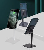 Grey Adjustable Aluminum Alloy Phone and Tablet Stand - Telescopic Desktop Holder for Live Streaming and Hands-Free Use