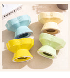 Green and Brown Ceramic Slow Feeder Pet Bowl for Cats and Small Dogs - Anti-Choke Elevated Design with 15-Degree Tilted Rim