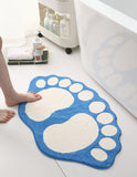 2 Pcs Blue And White Foot-Shaped Plush Bath Mat - Non-Slip Absorbent Bathroom Rug for Bedroom and Doorway (50x80cm)