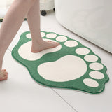 2 Pcs Orange And White Foot-Shaped Plush Bath Mat - Non-Slip Absorbent Bathroom Rug for Bedroom and Doorway (50x80cm)