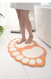 2 Pcs Purple And White Foot-Shaped Plush Bath Mat - Non-Slip Absorbent Bathroom Rug for Bedroom and Doorway (50x80cm)