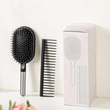 Rose Red Air Cushion Massage Paddle Brush & Wide Tooth Comb Set - Gentle Detangling for All Hair Types
