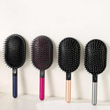 Grey Air Cushion Massage Paddle Brush & Wide Tooth Comb Set - Gentle Detangling for All Hair Types