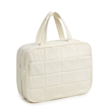 Size M Pink Quilted Hanging Toiletry Bag with Jewelry Organizer - Travel Cosmetic Case(28*12*20)