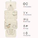 Size L Beige Quilted Hanging Toiletry Bag with Jewelry Organizer - Travel Cosmetic Case(31*12*23)
