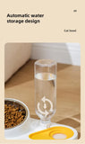 White And Yellow Pet Bowl Set with Automatic Gravity Water Dispenser - Stainless Steel & PP Feeder Station