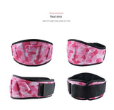 Size L Pink Camouflage Camo Weightlifting Belt - EVA Nylon Gym Belt for Squats, Deadlifts & Lumbar Support