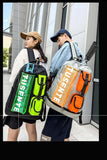 Orange And Black Stylish Sports Backpack with Contrast Pockets - Unisex Gym Bag for Badminton & Tennis