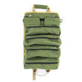 Green Heavy Duty Roll-Up Tool Bag Organizer - Waterproof Oxford Fabric Pouch with Multiple Pockets