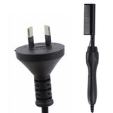 Black Electric Hot Comb Hair Straightener - Fast Heating Styling Tool with 3 Temp Settings & Anti-Scald Guard