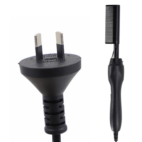 Black Electric Hot Comb Hair Straightener - Fast Heating Styling Tool with 3 Temp Settings & Anti-Scald Guard
