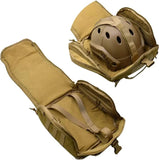 Khaki Tactical Helmet Bag & Utility Pouch - Padded MOLLE Gear Storage Carrier