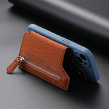 2 Pcs Blue Multifunction Stick-On Phone Wallet - PU Leather Card Holder with Zipper & Flip Cover