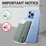 2 Pcs Green Multifunction Stick-On Phone Wallet - PU Leather Card Holder with Zipper & Flip Cover