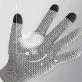 Grey 3-Pack Cut Resistant Gloves (Level 5 Protection) - Pineapple Grip, Touchscreen Compatible, Food Safe for Kitchen, Butcher & Fish Cleaning - One Size Fits Most