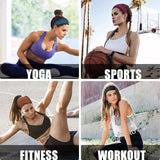 Camouflage Black 5-Pack Wide Sports Headbands for Women - Non-Slip Yoga Headwraps with Sweat-Wicking Fabric (88% Nylon+12% Spandex)