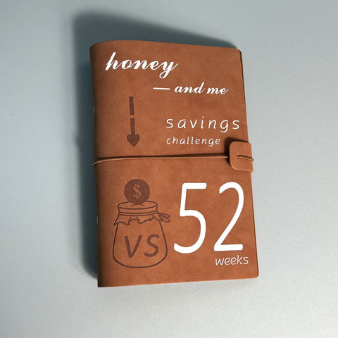 Orange 52-week couple's savings challenge binder - 6-ring financial planner set (2 books)