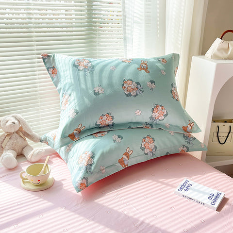 Yu Beauty - Blue 100% Cotton Pillowcase Set (Pack of 2) - Breathable Standard Size 48x74cm Pure Cotton Pillow Covers