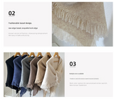 Black Elegant Knit Scarf Shawl with Tassels - Versatile Warm Wrap (65cm x 175cm)