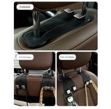 Black Heavy Duty Car Headrest Hooks (Set of 4 Units) - PU Leather Seat Back Organizer Hangers