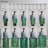 500L (Calibre80*100cm) Zip Version Heavy Duty Collapsible Garden Waste Bags (Set of 2) - Large Reusable Yard Leaf Bin