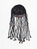 Beige Boho Hand-Crocheted Tassel Sun Hat - Lightweight Breathable Beach Cap (Fits 55-60cm)