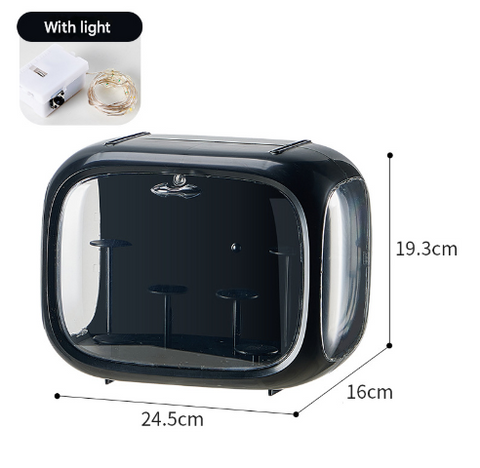 Black With Lamp Wall Mount & Desktop Blind Box Display Case - Clear Dustproof Storage Organizer for Collectibles & Figures