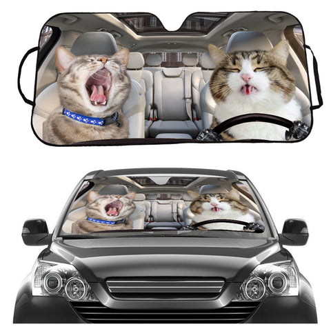 Cat Driving Car Sunshade for Windshield - UV Protection