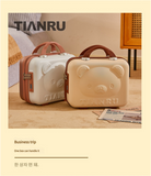 Cute Bear Face Hard-Shell Storage Case with Lock - 14-Inch grey Travel Organizer