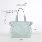 Water-Resistant Tote Bag with Drawstring Side-Cinch and Snap Closure - 18L Capacity Black