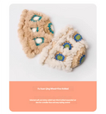 Plush Floral Bucket Hat,Warm Crocheted Winter Hat  in Khaki-Hat circumference: 56-60cm