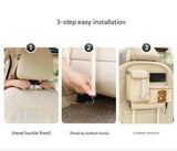 Car Seat Back Organizer with Practical design-Multi-Pocket Storage for Tissues and Gadgets-Brown