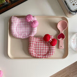 Korean INS Kitty Quilt Insulation Pad, Cute Fabric Kitchen Mat, Desktop Decoration (Blue)