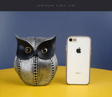 White resin owl statue - modern perforated design for living room TV cabinet and entryway decoration