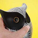 Black resin owl statue - modern perforated design for living room TV cabinet and entryway decoration