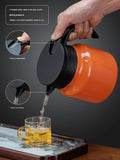 Red 316 Stainless Steel Stewing Tea Kettle with Wooden Handle - Insulated Tea and Coffee Kettle with Infuser for Home and Office